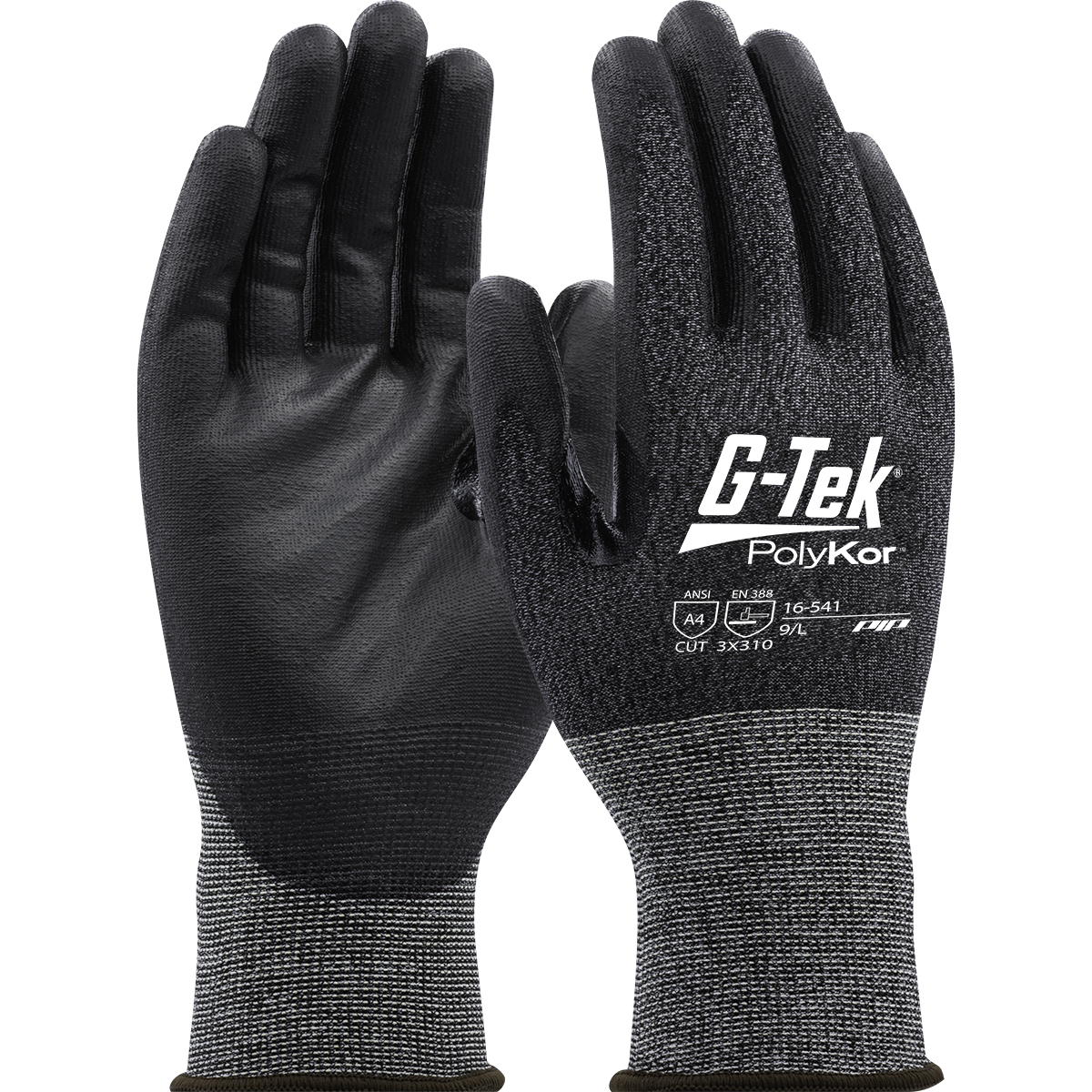 G-Tek® PolyKor® - Seamless Knit PolyKor® Blended Glove with Polyurethane Coated Flat Grip on Palm & Fingers - 21 Gauge - Touchscreen Compatible. - z. Clearance